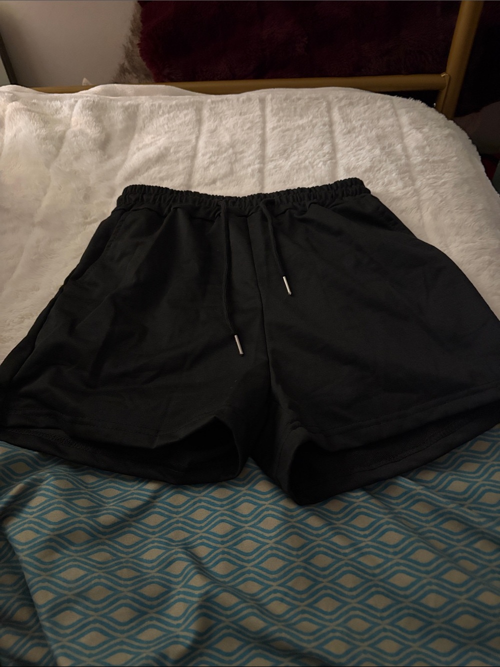 SHEIN Women's High Waist Black Drawstring Lounge Shorts